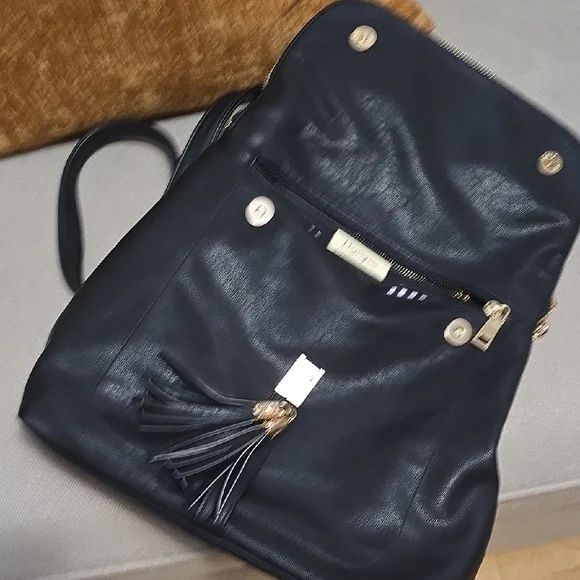 Black Leather Backpack with Tassel - Picture 10 of 14